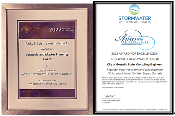 Stormwater WA award for Porter Consulting Engineers
