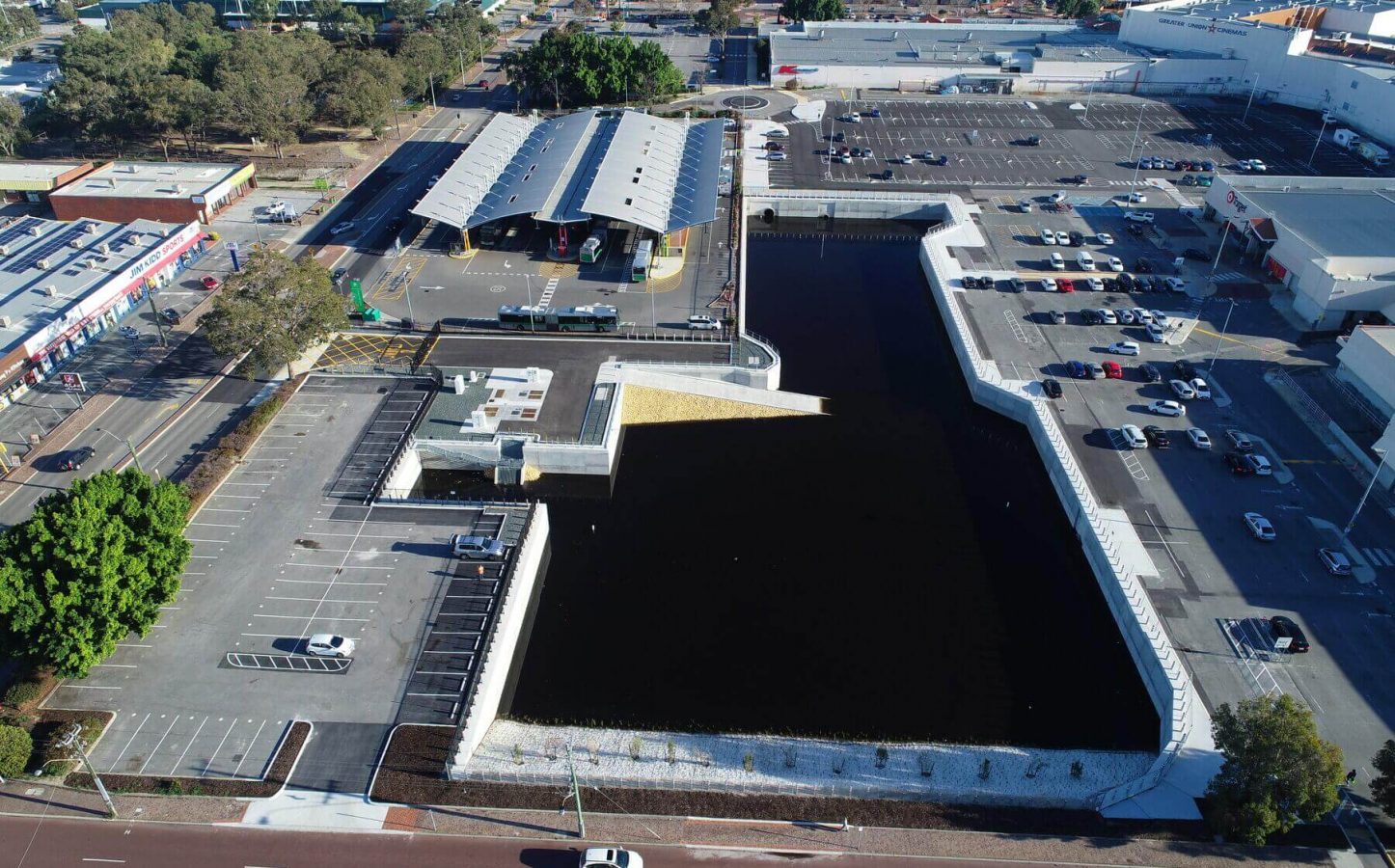 Drone photo of Galleria Morley Infrastructure Upgrade project