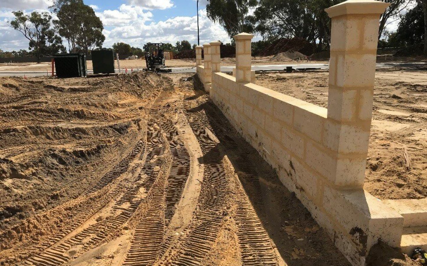 The Amble Estate Girrawheen - Infill Subdivision - retaining wall and sand