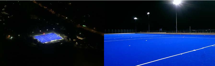 Collage of Guildford Grammar Foundation Hockey Turf at night, developed by Porter Consulting Engineers